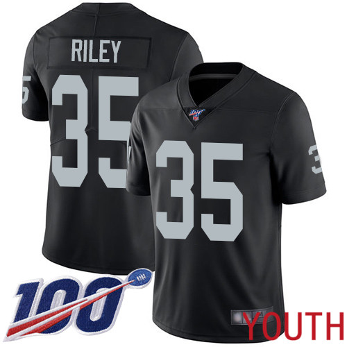 Oakland Raiders Limited Black Youth Curtis Riley Home Jersey NFL Football 35 100th Season Vapor Jersey